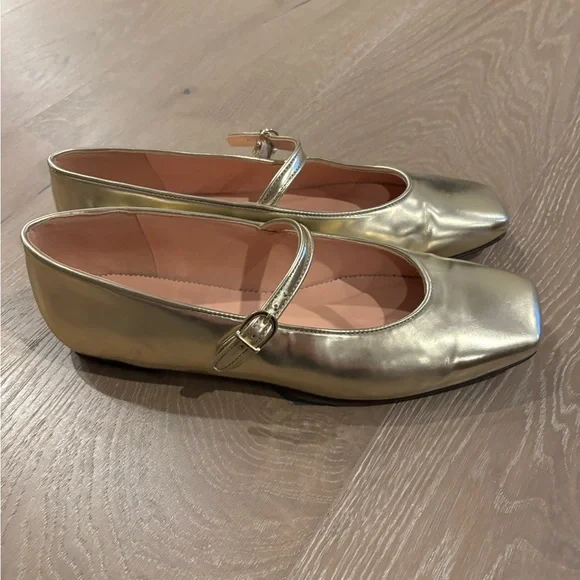 J. Crew Metallic Leather Gold Flats 8.5 - Picture 3 of 6